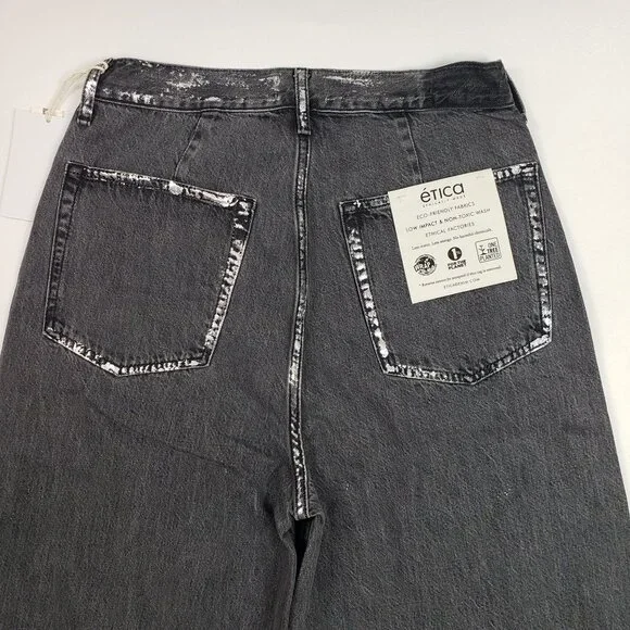 Anthropologie Etica Marley Ultra High Rise Baggy Jeans Women's Sz 30 Icicle Grey - Picture 15 of 16